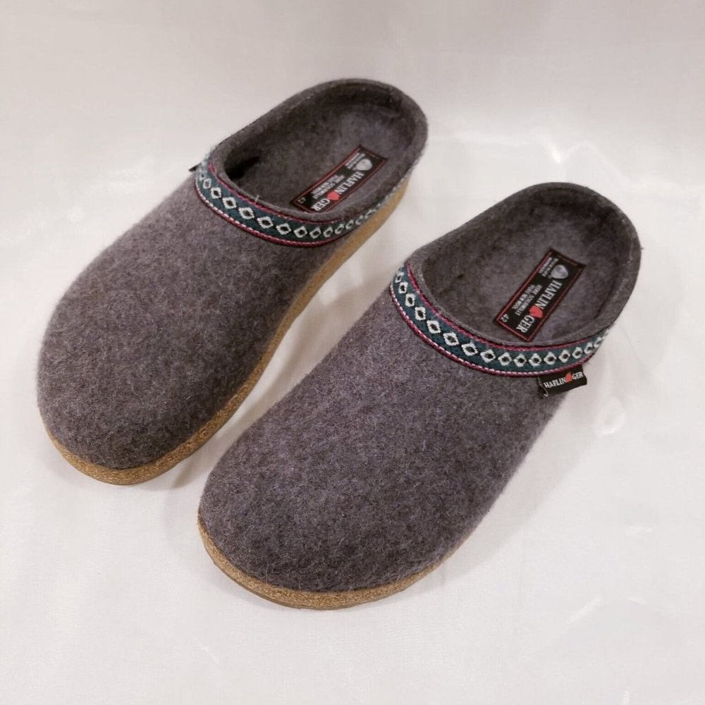 Haflinger GZ Women's Wool Clog Mule Slipper Grey Size 42 EU/11 US *LIKE NEW*